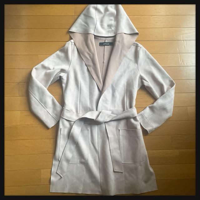 ZARA ザラ BASIC ベーシック フード付き スウェード風 ガウンコート モーブピンク くすみカラー 高級感??あり♪ < ブランド ZARA ザラ BASIC ベーシック フード付き スウェード風 ガウンコート モーブピンク くすみカラー 高級感??あり♪ < ブランドの
