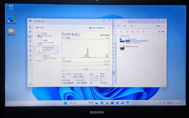 mouse Corei7 ������8GB �V�iSSD256GB Web�J���� DVD Windows11 Office2024 �� PC�{��/���Ӌ@��� 