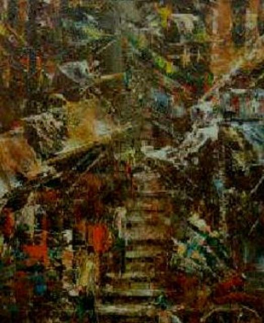 絵画 油彩 作者AMON タイトル不明 真作保証 これぞまさしく油彩 原画 < ホビー  絵画 油彩 作者AMON タイトル不明 真作保証 これぞまさしく油彩 原画 < ホビーの