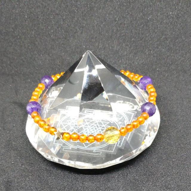金運シトリン&アメジスト&琥珀ブレスレット(17~18a) < 女性アクセサリー/時計 金運シトリン&アメジスト&琥珀ブレスレット(17~18a) < 女性アクセサリー/時計の