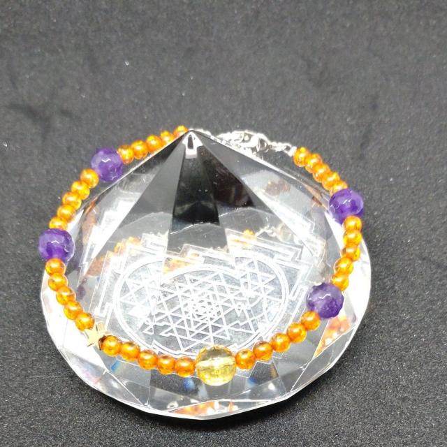 金運シトリン&アメジスト&琥珀ブレスレット(17~18a) < 女性アクセサリー/時計 金運シトリン&アメジスト&琥珀ブレスレット(17~18a) < 女性アクセサリー/時計の