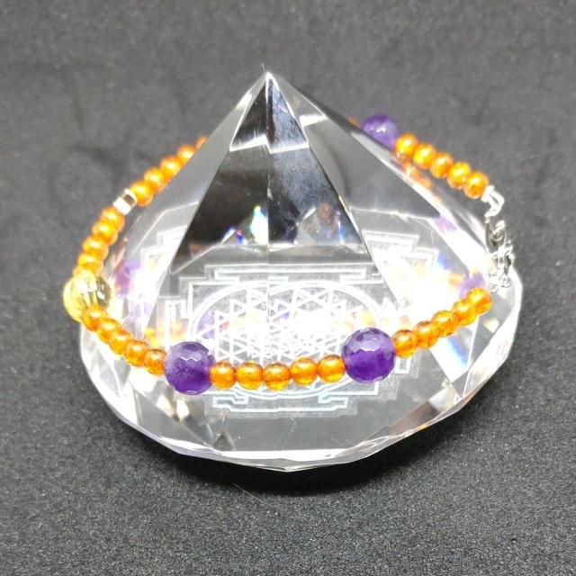 金運シトリン&アメジスト&琥珀ブレスレット(17~18a) < 女性アクセサリー/時計 金運シトリン&アメジスト&琥珀ブレスレット(17~18a) < 女性アクセサリー/時計の