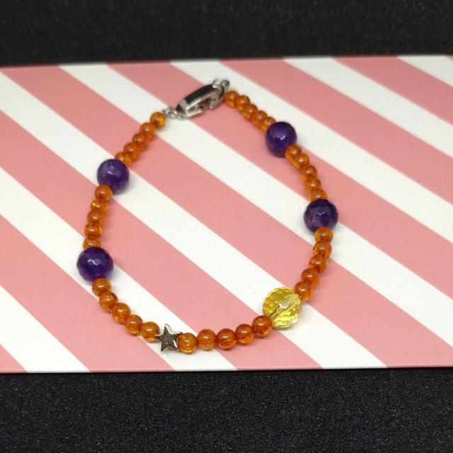 金運シトリン&アメジスト&琥珀ブレスレット(17~18a) < 女性アクセサリー/時計 金運シトリン&アメジスト&琥珀ブレスレット(17~18a) < 女性アクセサリー/時計の