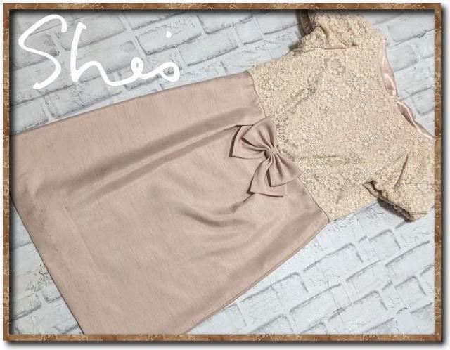 シーズ リボン付き切替ワンピース ベージュ☆六本木 < 女性ファッション  シーズ リボン付き切替ワンピース ベージュ☆六本木  < 女性ファッションの