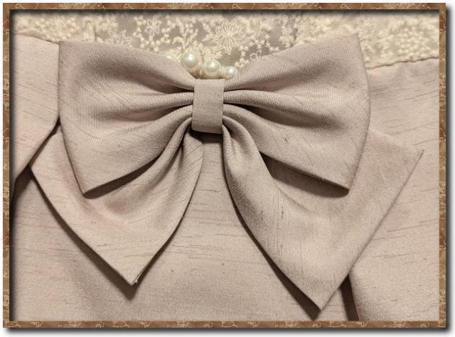 シーズ リボン付き切替ワンピース ベージュ☆六本木 < 女性ファッション  シーズ リボン付き切替ワンピース ベージュ☆六本木 < 女性ファッションの