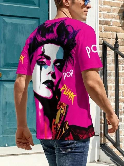 爆ヤス価格990円★パンクマンポートレート柄メンズファッション半袖クルーネックTシャツ USAサイズS(日本サイズL相当) < 男性ファッション 爆ヤス価格990円★パンクマンポートレート柄メンズファッション半袖クルーネックTシャツ USAサイズS(日本サイズL相当) < 男性ファッションの