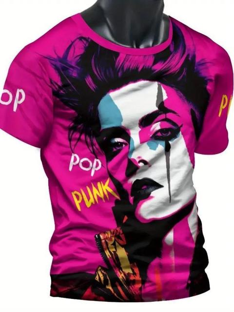 爆ヤス価格990円★パンクマンポートレート柄メンズファッション半袖クルーネックTシャツ USAサイズS(日本サイズL相当) < 男性ファッション 爆ヤス価格990円★パンクマンポートレート柄メンズファッション半袖クルーネックTシャツ USAサイズS(日本サイズL相当) < 男性ファッションの