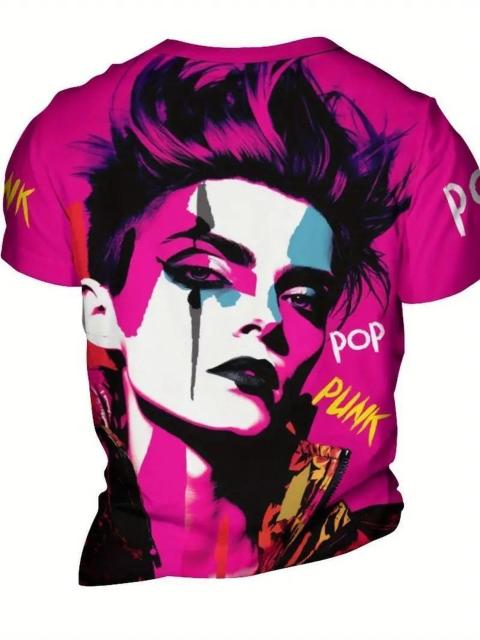 爆ヤス価格990円★パンクマンポートレート柄メンズファッション半袖クルーネックTシャツ USAサイズS(日本サイズL相当) < 男性ファッション 爆ヤス価格990円★パンクマンポートレート柄メンズファッション半袖クルーネックTシャツ USAサイズS(日本サイズL相当) < 男性ファッションの