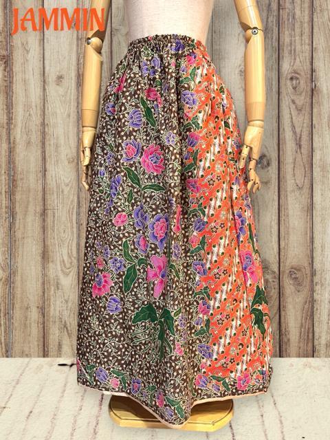 バティック花柄ロングスカート アジアン エスニック ロングスカート カラフル < 女性ファッション バティック花柄ロングスカート アジアン エスニック ロングスカート カラフル < 女性ファッションの