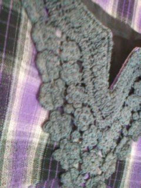 *襟元カギ針編みレース起毛チェック柄ワンピ* M < 女性ファッション *襟元カギ針編みレース起毛チェック柄ワンピ* M < 女性ファッションの