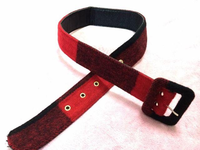 赤黒差し色抜群可愛いフェルト系冬チェックベルト新品レッドBK < 女性ファッション 赤黒差し色抜群可愛いフェルト系冬チェックベルト新品レッドBK < 女性ファッションの