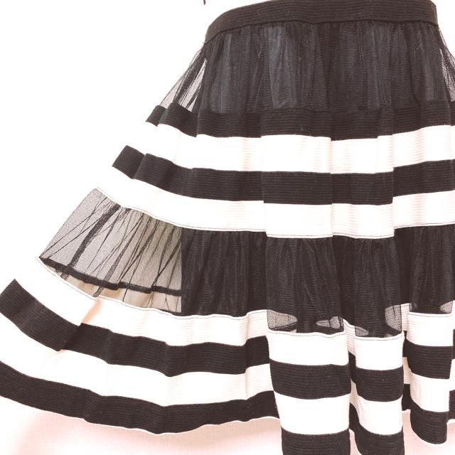 MOERYモエリーボーダーシースルーフレアミニワンピース黒白 < ブランド MOERYモエリーボーダーシースルーフレアミニワンピース黒白 < ブランドの