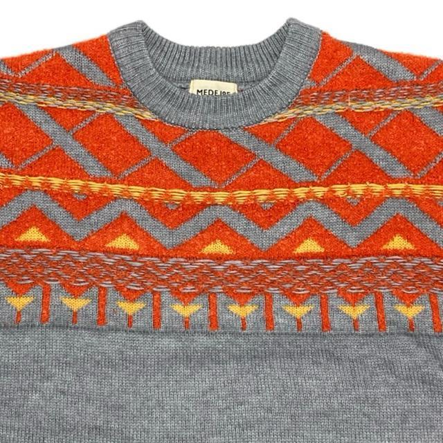 派手柄セーター◎ゆったり厚手ニット◎グレーオレンジ(L)新品 < ブランド 派手柄セーター◎ゆったり厚手ニット◎グレーオレンジ(L)新品 < ブランドの