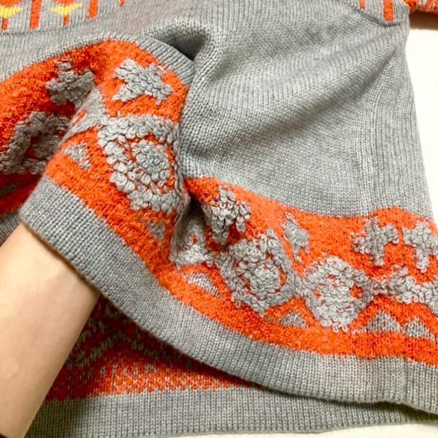 派手柄セーター◎ゆったり厚手ニット◎グレーオレンジ(L)新品 < ブランド 派手柄セーター◎ゆったり厚手ニット◎グレーオレンジ(L)新品 < ブランドの