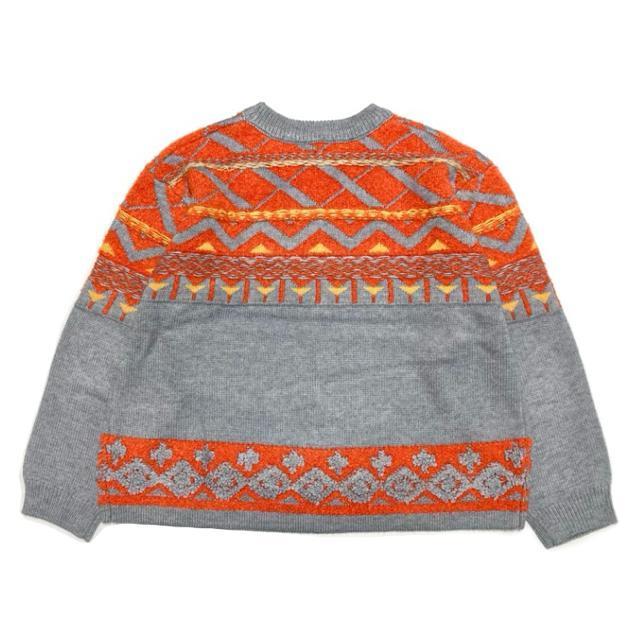 派手柄セーター◎ゆったり厚手ニット◎グレーオレンジ(L)新品 < ブランド 派手柄セーター◎ゆったり厚手ニット◎グレーオレンジ(L)新品 < ブランドの