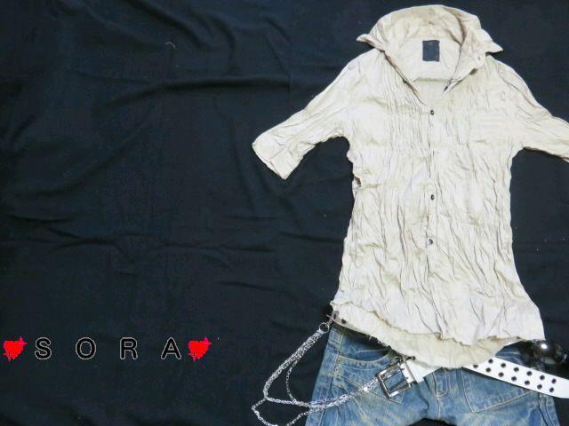 【MIDAS/ミダス】お兄.ロック.ホスト系♪シワ加工 5分袖ミリタリーシャツ ベージュ < ブランド 【MIDAS/ミダス】お兄.ロック.ホスト系♪シワ加工 5分袖ミリタリーシャツ ベージュ < ブランドの