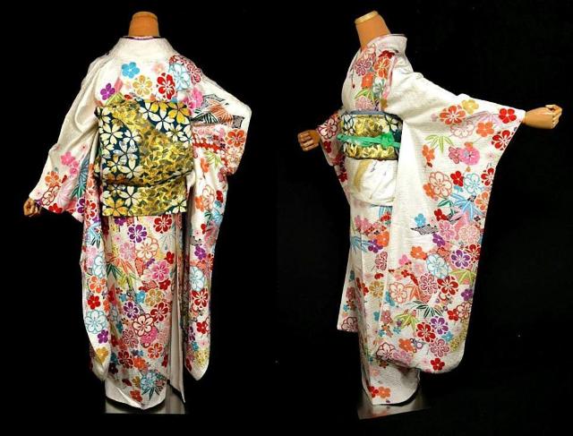 【最高峰】新品同様 金彩 金駒シシュウ 熨斗文 梅 笹 振袖 袋帯セット 身丈175cm 裄丈71cm 長さ447cm T3512 < 女性ファッション  【最高峰】新品同様 金彩 金駒シシュウ 熨斗文 梅 笹 振袖 袋帯セット 身丈175cm 裄丈71cm 長さ447cm T3512 < 女性ファッションの