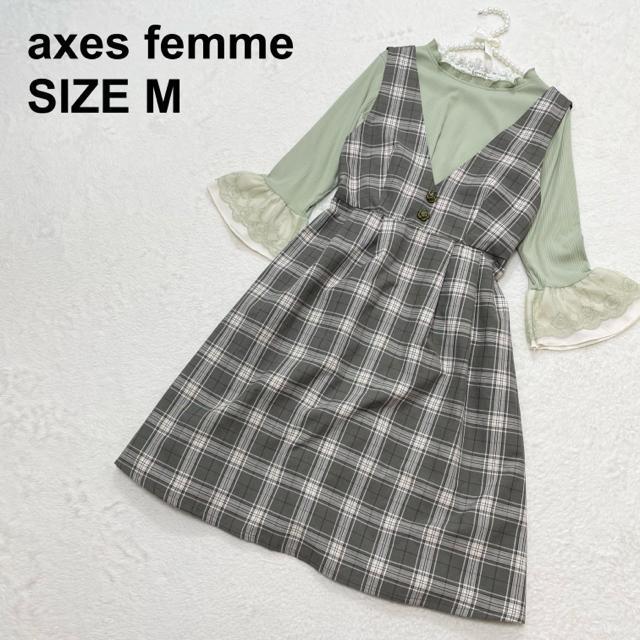 【美品】axes femme アクシーズファム カットソー&ジャンパースカート コーデ売り 量産型 Y2K フェミニン(1538) < ブランド 【美品】axes femme アクシーズファム カットソー&ジャンパースカート コーデ売り 量産型 Y2K フェミニン(1538) < ブランドの