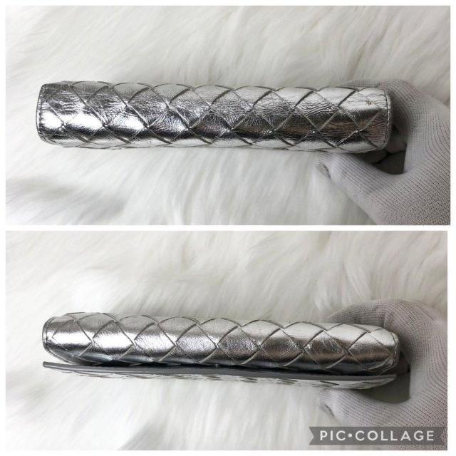 【美品】希少カラー ボッテガヴェネタ 長財布 ロング フラップ ウォレット イントレチャート メタリック シルバー < ブランド 【美品】希少カラー ボッテガヴェネタ 長財布 ロング フラップ ウォレット イントレチャート メタリック シルバー < ブランドの
