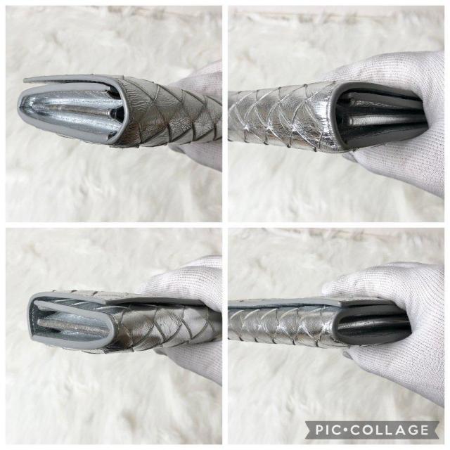 【美品】希少カラー ボッテガヴェネタ 長財布 ロング フラップ ウォレット イントレチャート メタリック シルバー < ブランド 【美品】希少カラー ボッテガヴェネタ 長財布 ロング フラップ ウォレット イントレチャート メタリック シルバー < ブランドの