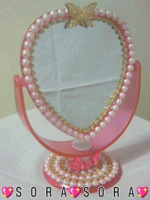 可愛い♪蝶.薔薇.パール デコハート 前後回転式 スタンドミラー < 女性ファッション  可愛い♪蝶.薔薇.パール デコハート 前後回転式 スタンドミラー  < 女性ファッションの