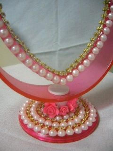 可愛い♪蝶.薔薇.パール デコハート 前後回転式 スタンドミラー < 女性ファッション  可愛い♪蝶.薔薇.パール デコハート 前後回転式 スタンドミラー < 女性ファッションの