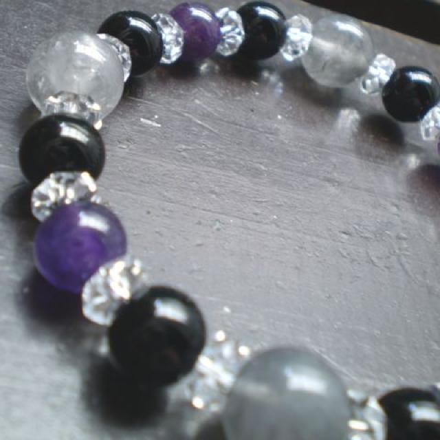 クラウディークォ−ツxアメジストxオニキスブレスレット < 男性アクセサリー/時計 クラウディークォ−ツxアメジストxオニキスブレスレット < 男性アクセサリー/時計の