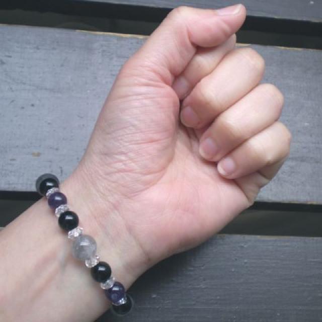 クラウディークォ−ツxアメジストxオニキスブレスレット < 男性アクセサリー/時計 クラウディークォ−ツxアメジストxオニキスブレスレット < 男性アクセサリー/時計の