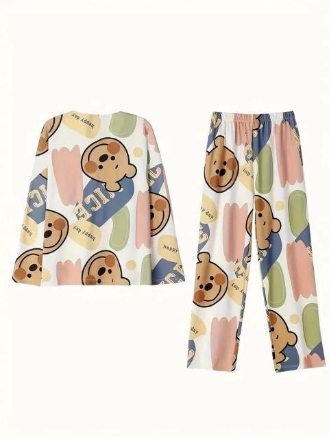 超お買い得2190円★ベアプリントパジャマセット、長袖ラウンドネックトップとベアパンツ USAサイズM(日本サイズL相当) < 女性ファッション  超お買い得2190円★ベアプリントパジャマセット、長袖ラウンドネックトップとベアパンツ USAサイズM(日本サイズL相当) < 女性ファッションの