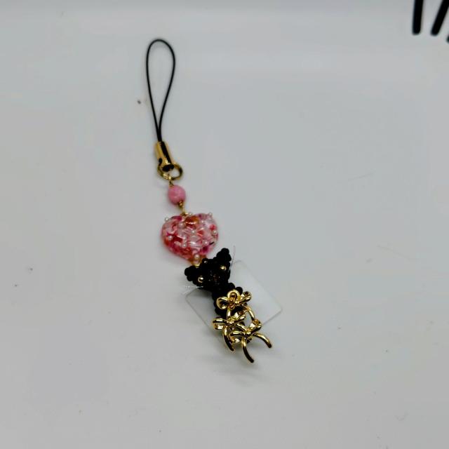 くろねこハート&リボンストラップ < ペット/手芸/園芸 くろねこハート&リボンストラップ < ペット/手芸/園芸の