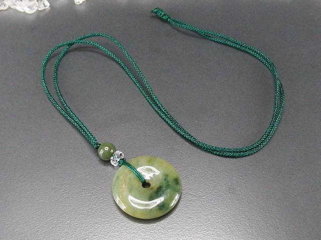 レア色緑入り濃い目ひすい本翡翠丸平安扣天然石紐ネックレス御守五徳 < 女性アクセサリー/時計 レア色緑入り濃い目ひすい本翡翠丸平安扣天然石紐ネックレス御守五徳 < 女性アクセサリー/時計の