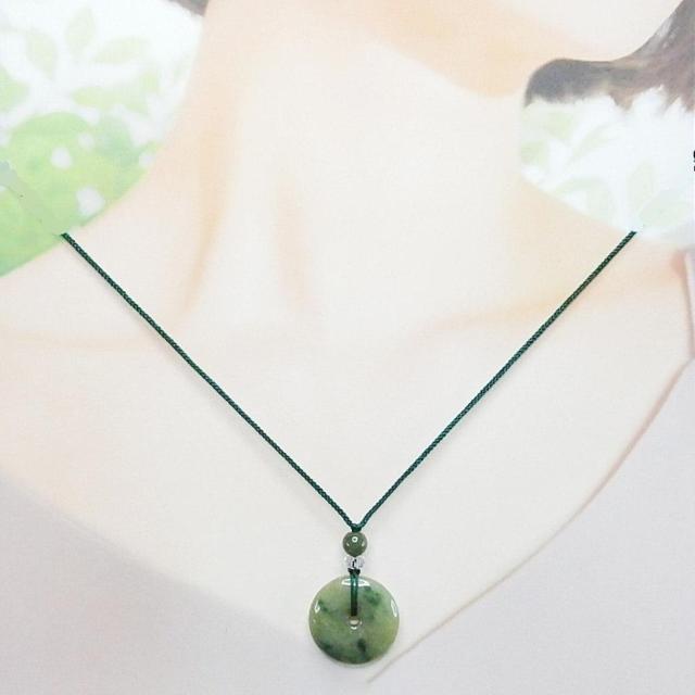 レア色緑入り濃い目ひすい本翡翠丸平安扣天然石紐ネックレス御守五徳 < 女性アクセサリー/時計 レア色緑入り濃い目ひすい本翡翠丸平安扣天然石紐ネックレス御守五徳 < 女性アクセサリー/時計の