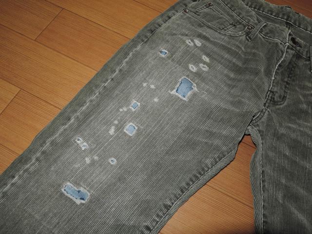 新品TMTダメージ加工コーデュロイパンツMデニムKパッチ < ブランド 新品TMTダメージ加工コーデュロイパンツMデニムKパッチ < ブランドの