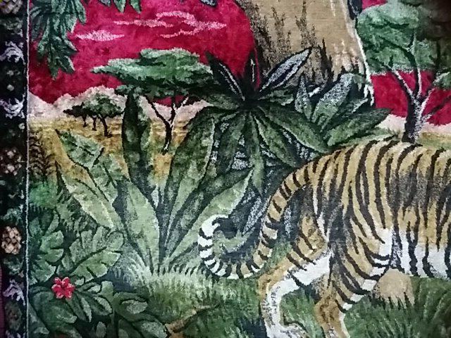 ヴィンテージタイガー迫力大判絨毯ラグ★虎柄タペストリー カーペット < インテリア/ライフ  ヴィンテージタイガー迫力大判絨毯ラグ★虎柄タペストリー カーペット < インテリア/ライフの