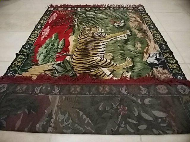 ヴィンテージタイガー迫力大判絨毯ラグ★虎柄タペストリー カーペット < インテリア/ライフ  ヴィンテージタイガー迫力大判絨毯ラグ★虎柄タペストリー カーペット < インテリア/ライフの