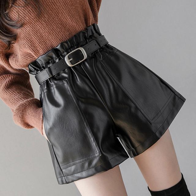 送料無料 新品 PUレザー ショートパンツ レディース ハイウエスト キュロットパンツ < 女性ファッション  送料無料 新品 PUレザー ショートパンツ レディース ハイウエスト キュロットパンツ < 女性ファッションの