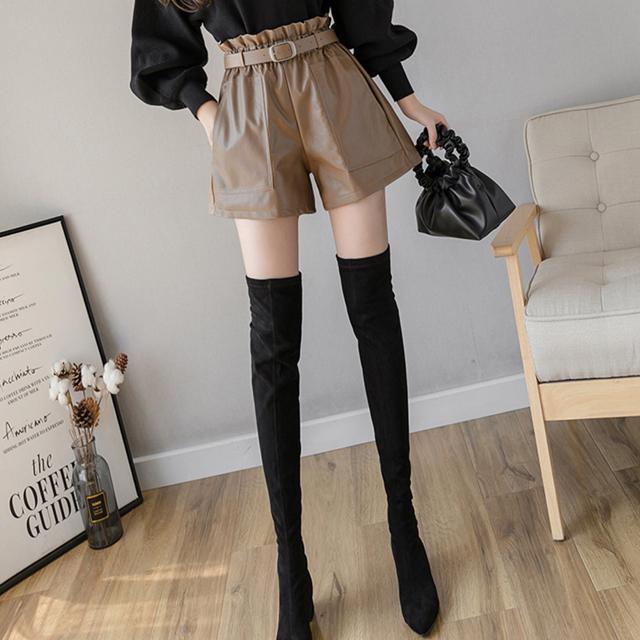 送料無料 新品 PUレザー ショートパンツ レディース ハイウエスト キュロットパンツ < 女性ファッション  送料無料 新品 PUレザー ショートパンツ レディース ハイウエスト キュロットパンツ < 女性ファッションの