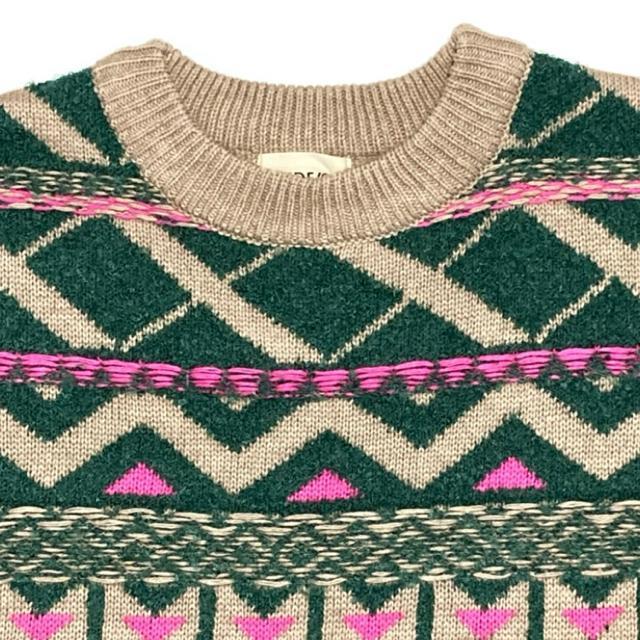 派手柄セーター◎ゆったり厚手ニット◎ベージュグリーン(L)新品 < ブランド 派手柄セーター◎ゆったり厚手ニット◎ベージュグリーン(L)新品 < ブランドの
