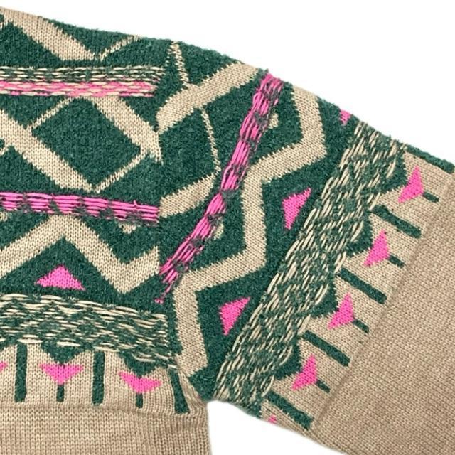 派手柄セーター◎ゆったり厚手ニット◎ベージュグリーン(L)新品 < ブランド 派手柄セーター◎ゆったり厚手ニット◎ベージュグリーン(L)新品 < ブランドの