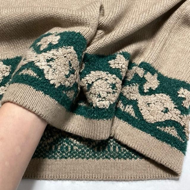 派手柄セーター◎ゆったり厚手ニット◎ベージュグリーン(L)新品 < ブランド 派手柄セーター◎ゆったり厚手ニット◎ベージュグリーン(L)新品 < ブランドの