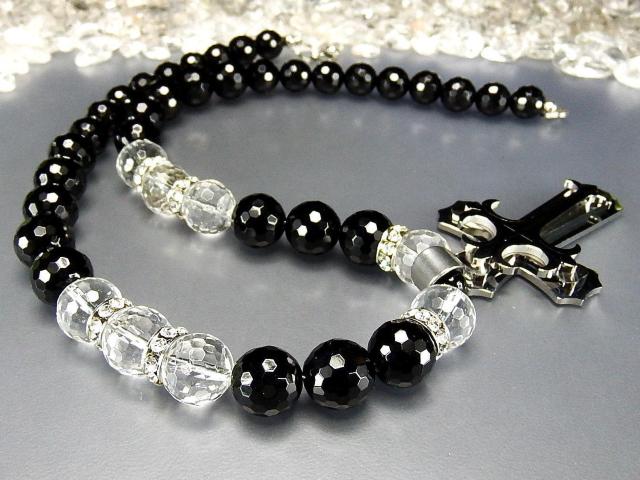 欧風クロスステンレス十字架オニキス水晶12mm天然石ネックレスゴージャスメンズ < 男性アクセサリー/時計  欧風クロスステンレス十字架オニキス水晶12mm天然石ネックレスゴージャスメンズ < 男性アクセサリー/時計の