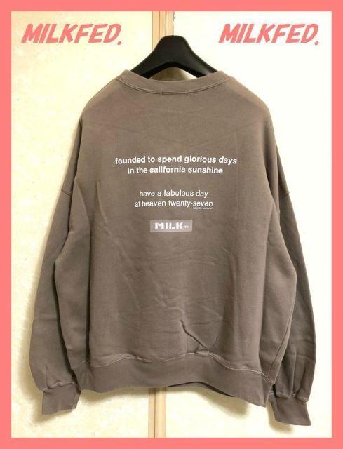 ☆ミルクフェド☆超美品♪完売バックロゴぷっくり袖オーバーサイズスウェットモカ < ブランド ☆ミルクフェド☆超美品♪完売バックロゴぷっくり袖オーバーサイズスウェットモカ < ブランドの