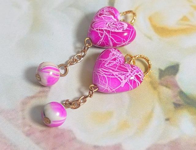 ハンドメイド♪使い方色々!ツインアクセサリーチャーム【パーツなし】マーブルハートFピンク < ペット/手芸/園芸 ハンドメイド♪使い方色々!ツインアクセサリーチャーム【パーツなし】マーブルハートFピンク < ペット/手芸/園芸の