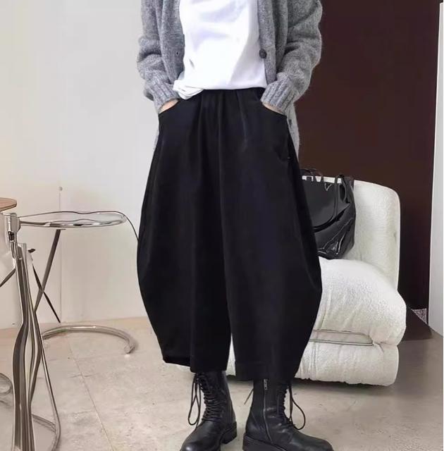 ワイドパンツ 九分丈 ガウチョパンツ ブラック 大きいサイズ < 女性ファッション ワイドパンツ 九分丈 ガウチョパンツ ブラック 大きいサイズ < 女性ファッションの