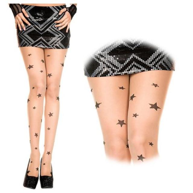 スター柄プリントの薄手ストッキング < 女性ファッション  スター柄プリントの薄手ストッキング  < 女性ファッションの