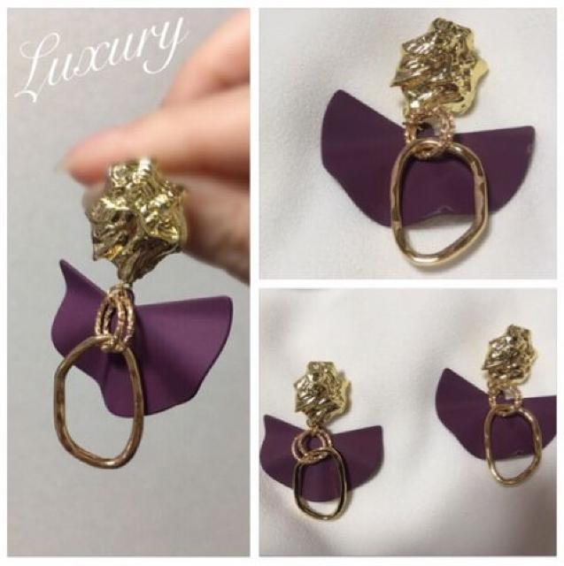 ゴールドチェーン×マットピアス【新品】パープル紫×ゴールド < 女性アクセサリー/時計 ゴールドチェーン×マットピアス【新品】パープル紫×ゴールド < 女性アクセサリー/時計の