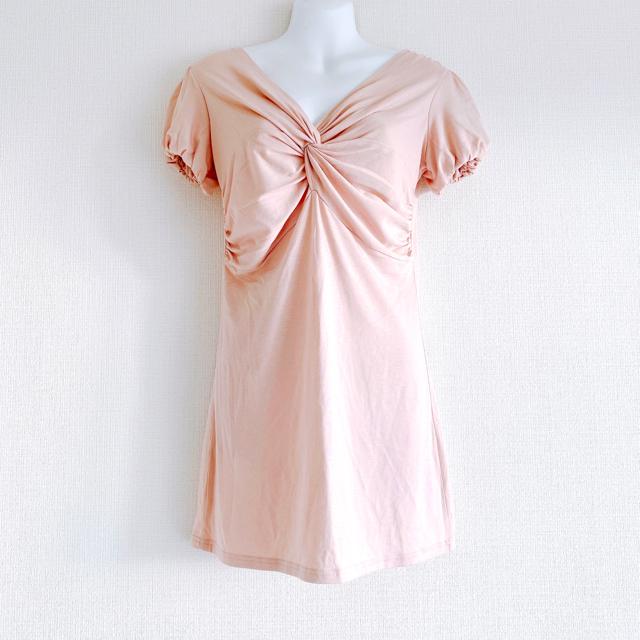 LagunamoonラグナムーンピンクギャザーミニワンピースVカット < ブランド LagunamoonラグナムーンピンクギャザーミニワンピースVカット < ブランドの