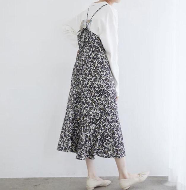 ◆ViS/ビス◆リトルフラワーキャミワンピース★ブラックF*着回し◎秋コーデ美品♪ < ブランド  ◆ViS/ビス◆リトルフラワーキャミワンピース★ブラックF*着回し◎秋コーデ美品♪ < ブランドの