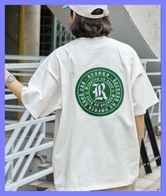 ☆モノマート☆ビッグワッペンロゴオーバーサイズユニセックスTシャツ白M☆ < 男性ファッション  ☆モノマート☆ビッグワッペンロゴオーバーサイズユニセックスTシャツ白M☆  < 男性ファッションの