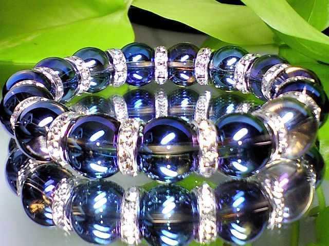 パワーストーン☆天然石!!ブルーオーラクリスタル12ミリ§銀ロンデル§数珠ブレスレット < 女性アクセサリー/時計 パワーストーン☆天然石!!ブルーオーラクリスタル12ミリ§銀ロンデル§数珠ブレスレット < 女性アクセサリー/時計の